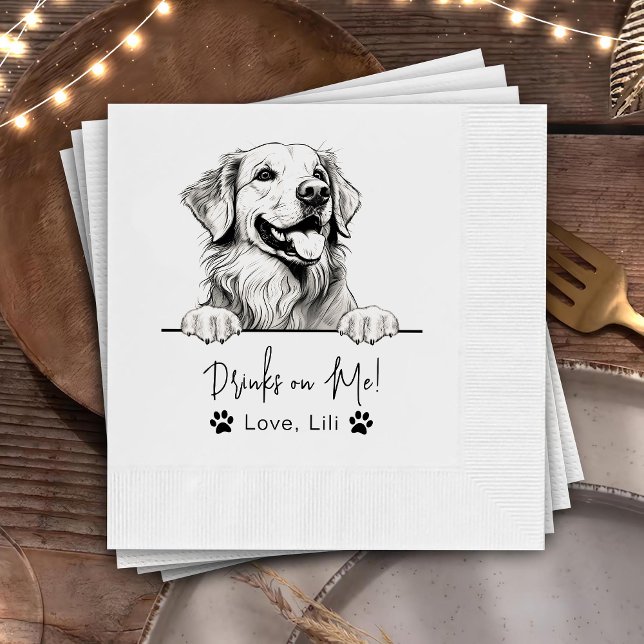 Golden Retriever Dog Personalisierte Drinks auf mi Serviette (Von Creator hochgeladen)