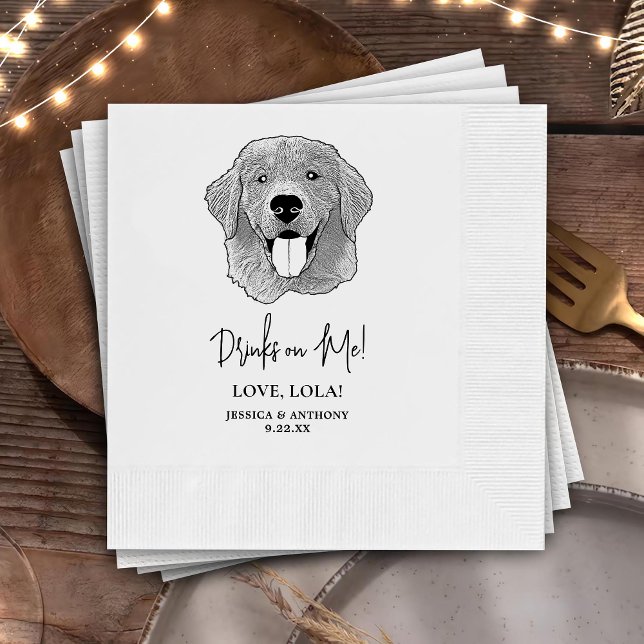 Golden Retriever Dog Personalisierte Drinks auf mi Serviette (Von Creator hochgeladen)