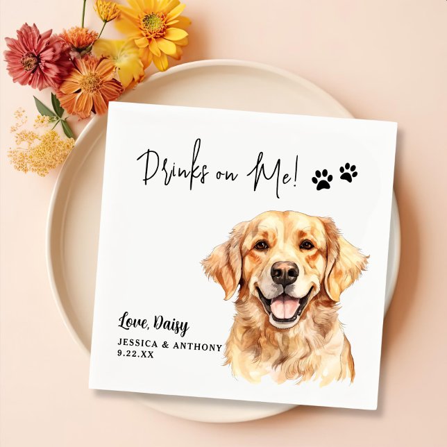 Golden Retriever Dog Personalisierte Drinks auf mi Serviette (Von Creator hochgeladen)