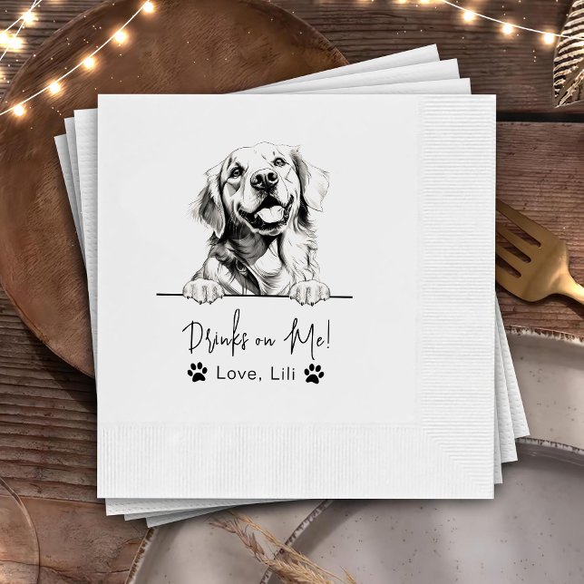 Golden Retriever Dog Personalisierte Drinks auf mi Serviette (Von Creator hochgeladen)