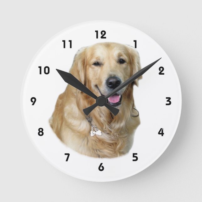 Golden Retriever dog photo portrait Runde Wanduhr (Vorderseite)