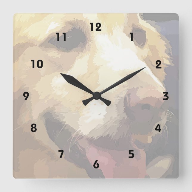 Golden Retriever dog Quadratische Wanduhr (Vorderseite)