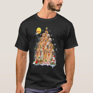 Golden Retriever Dog Reindeer Pine Christmas 2021 T-Shirt