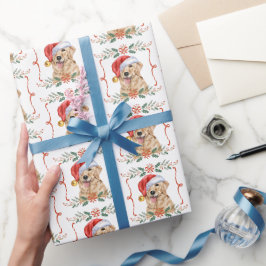 Golden Retriever Dog Santa Christmas Geschenkpapier