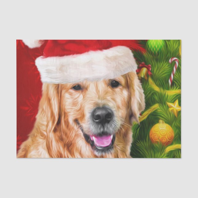 Golden Retriever Dog Santa Seidenpapier (Vorderseite)