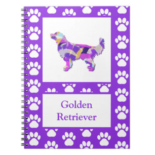 Golden Retriever Dog Silhouette Paw Lila PY&B Notizblock