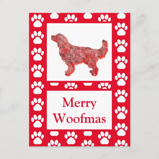 Golden Retriever Dog Silhouette Rd Frohe Weihnacht Postkarte (Vorderseite)