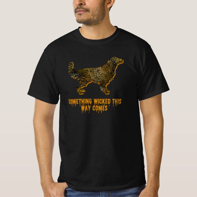 Golden Retriever Dog Silhouette Spaß Halloween T-Shirt (Vorderseite)
