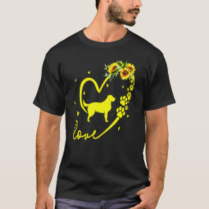 Golden Retriever Dog Sonnenblumen Herz T-Shirt