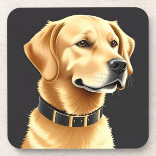 Golden Retriever Dog Tragen eines Lederkronen Getränkeuntersetzer
