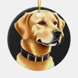 Golden Retriever Dog Tragen eines Lederkronen Keramik Ornament