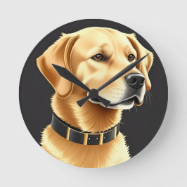 Golden Retriever Dog Tragen eines Lederkronen Runde Wanduhr