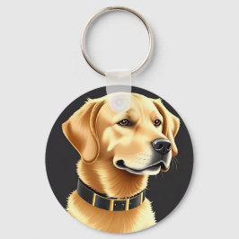 Golden Retriever Dog Tragen eines Lederkronen Schlüsselanhänger