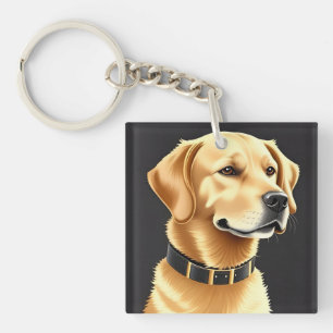 Golden Retriever Dog Tragen eines Lederkronen Schlüsselanhänger