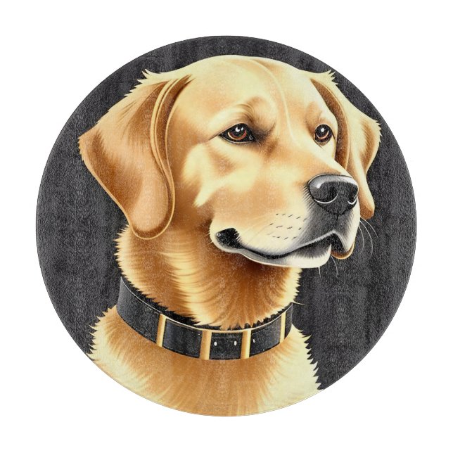 Golden Retriever Dog Tragen eines Lederkronen Schneidebrett (Vorderseite)