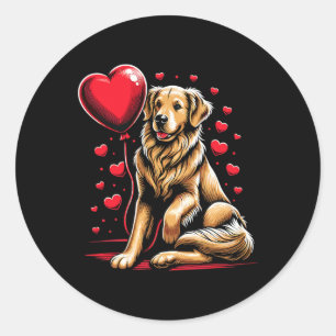Golden Retriever Dog Valentine's Day Dog Owner Runder Aufkleber