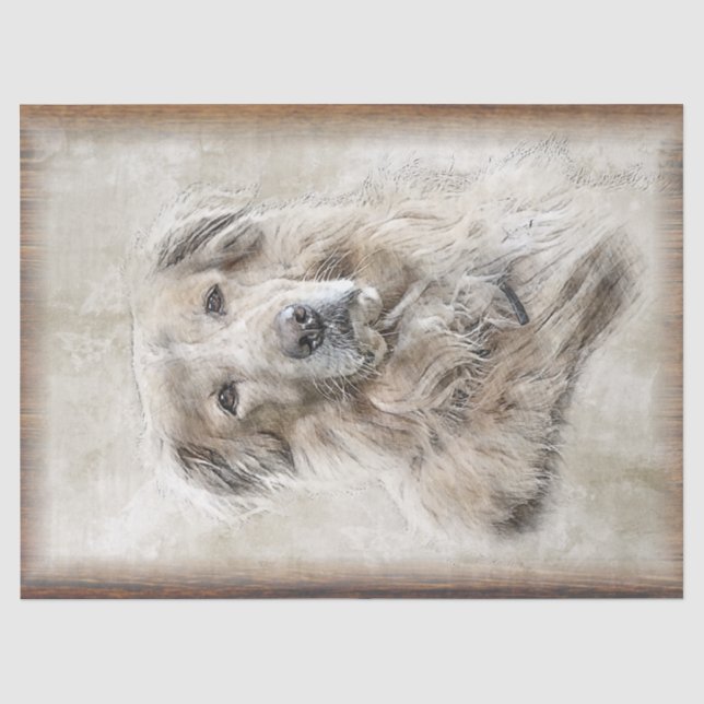 Golden Retriever Dog Watercolor Seidenpapier (Vorderseite)