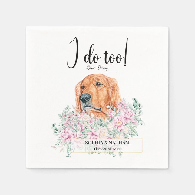 Golden Retriever Dog Wedding Cocktail Napkins Serviette (Vorderseite)