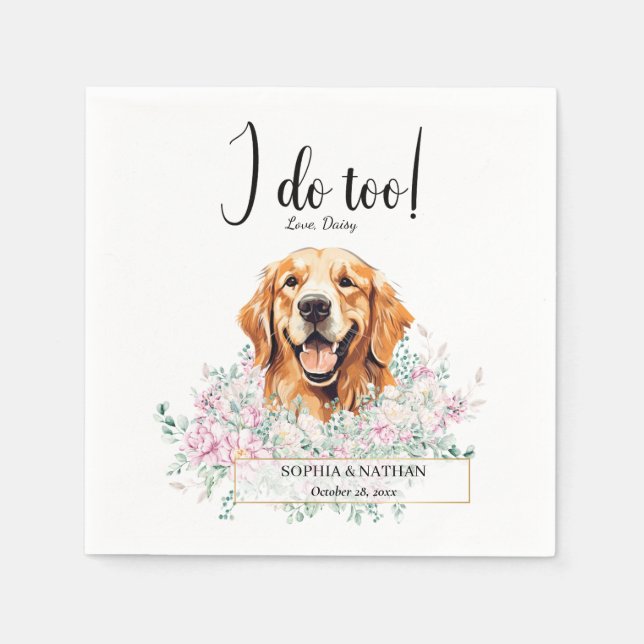 Golden Retriever Dog Wedding Cocktail Napkins Serviette (Vorderseite)