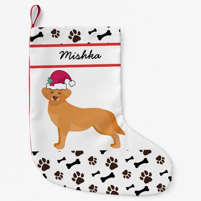 Golden Retriever Dog Weihnachten, Custom Dog Name Kleiner Weihnachtsstrumpf (Vorderseite)