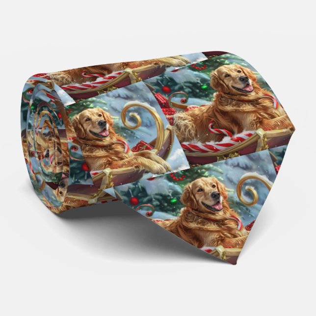 Golden Retriever Dog Weihnachten Krawatte (Gerollt)