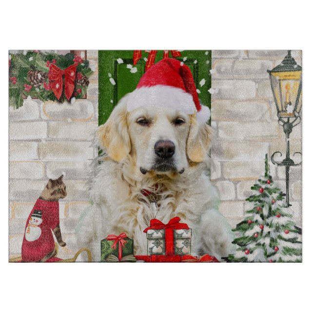 Golden Retriever Dog Weihnachten Schneidebrett (Vorderseite)