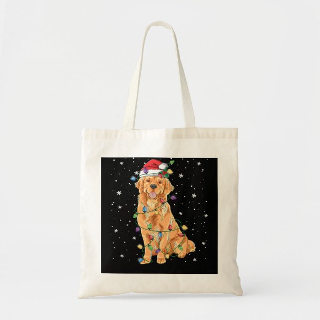 Golden Retriever Dog Weihnachtslicht Weihnachtsman Tragetasche (Vorne)