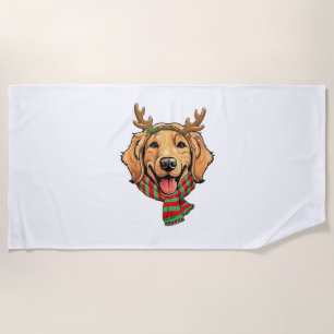 Golden Retriever Dog Weihnachtsmann Rentier Weihna Strandtuch