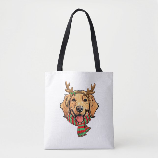 Golden Retriever Dog Weihnachtsmann Rentier Weihna Tasche (Vorderseite)