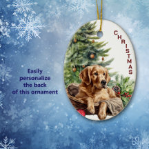 Golden Retriever Dog Wicker Korb Weihnachten