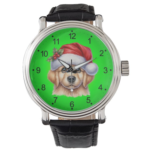 Golden Retriever Dog with Santa Claus Style-82535 Armbanduhr (Vorderseite)