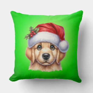 Golden Retriever Dog with Santa Claus Style-82535 Kissen