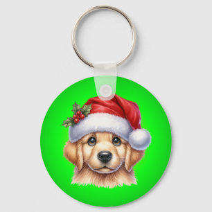 Golden Retriever Dog with Santa Claus Style-82535 Schlüsselanhänger