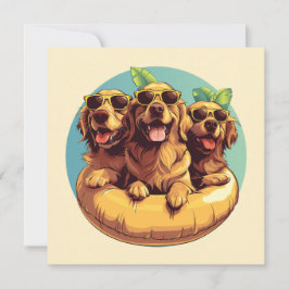 Golden Retriever Dogs Summer Pool Floods