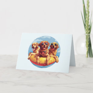 Golden Retriever Dogs Summer Pool Floods Karte