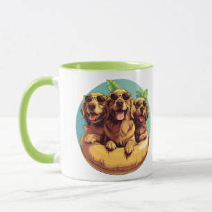 Golden Retriever Dogs Summer Pool Floods Tasse