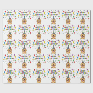 Golden Retriever Doodle Happy Birthday Geschenkpapier