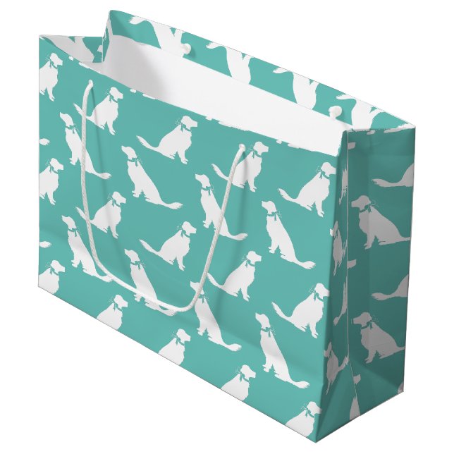Golden Retriever Doppy Puppy Große Geschenktüte (Vorderseite Schrägansicht)