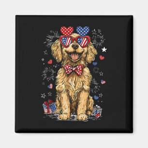 Golden Retriever Dos Us Patriotic Amerikanische Un Magnet
