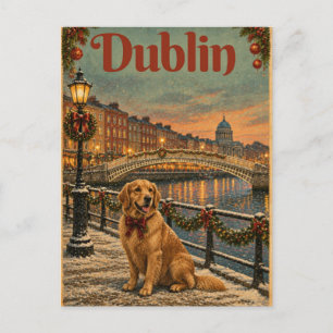 Golden Retriever Dublin Weihnachts-Postkarte Postkarte