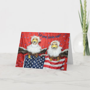 Golden Retriever Eagles halten die amerikanische F Karte