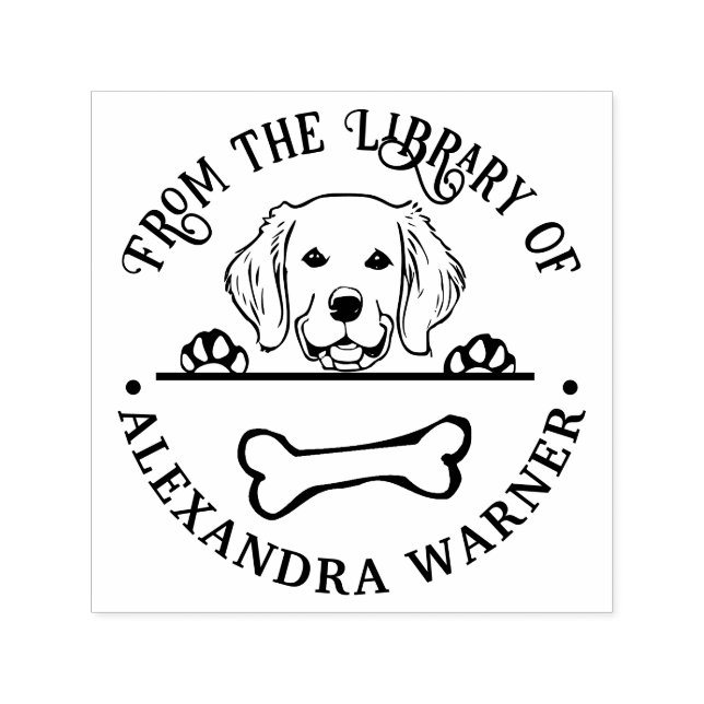 Golden Retriever Ebone Buchbibliothek Name Permastempel (Design)