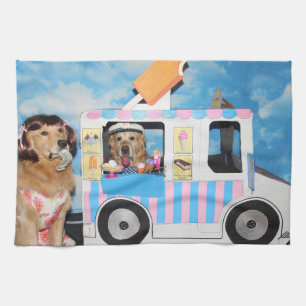 Golden retriever-Eiscreme-LKW Geschirrtuch