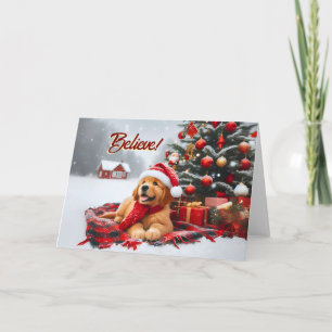 Golden Retriever en dehors de la carte de Noël