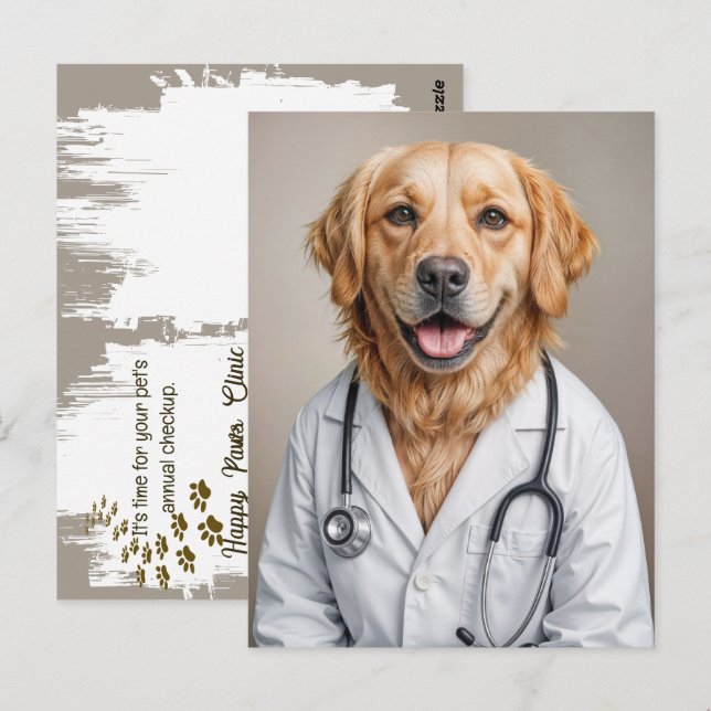 Golden Retriever Erinnerung vom Veterinäramt Postkarte (Vorne/Hinten)