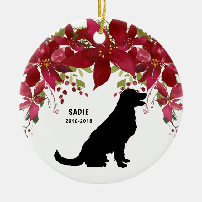 Golden retriever-Erinnerungsweihnachtsverzierung Keramik Ornament (Vorne)
