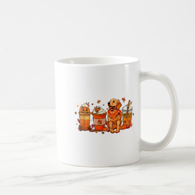 Golden Retriever Erntedank Fall Kaffeepumpur Kaffeetasse (Rechts)