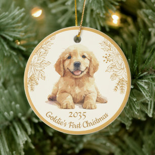 Golden Retriever erstes Weihnachten Keramik Ornament