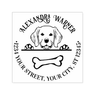 Golden Retriever Eying Bone Name Rücksendeadresse Permastempel