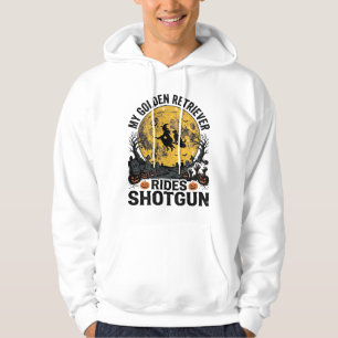 Golden Retriever fährt mit Shotgun Halloween Hexen Hoodie